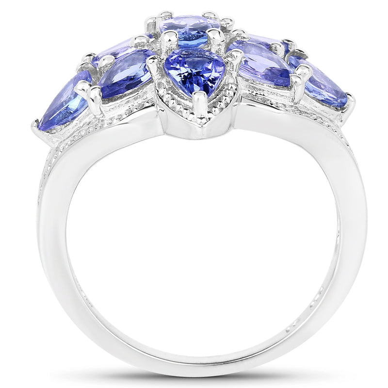 2.57 Carat Genuine Tanzanite .925 Sterling Silver Ring