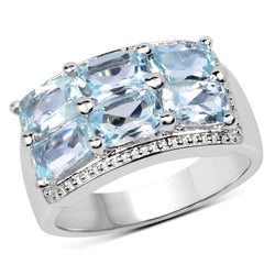 3.60 Carat Genuine Blue Topaz .925 Sterling Silver Ring