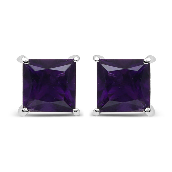 2.00 Carat Genuine Amethyst .925 Sterling Silver Earrings