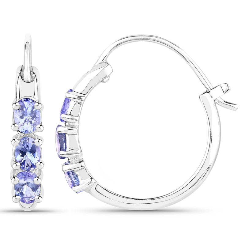 1.02 Carat Genuine Tanzanite .925 Sterling Silver Earrings