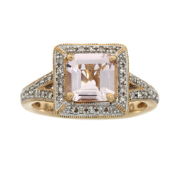 Natural 1.59ct Morganite Diamond Ring 14KT Rose Gold