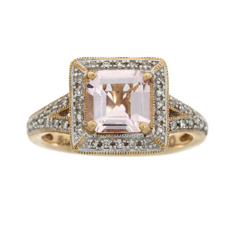 Natural 1.59ct Morganite Diamond Ring 14KT Rose Gold