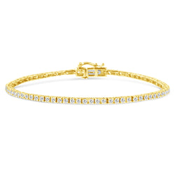 14K Yellow Gold Plated .925 Sterling Silver 2.0 Cttw Diamond Classic Link Tennis Bracelet (K-L Color, I2-I3 Clarity) - 7-1/4"