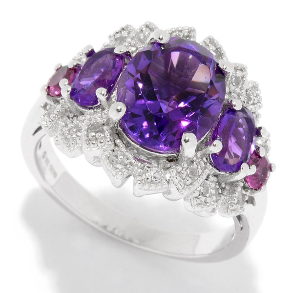 925 Sterling Silver Women Cocktail Ring African Amethyst