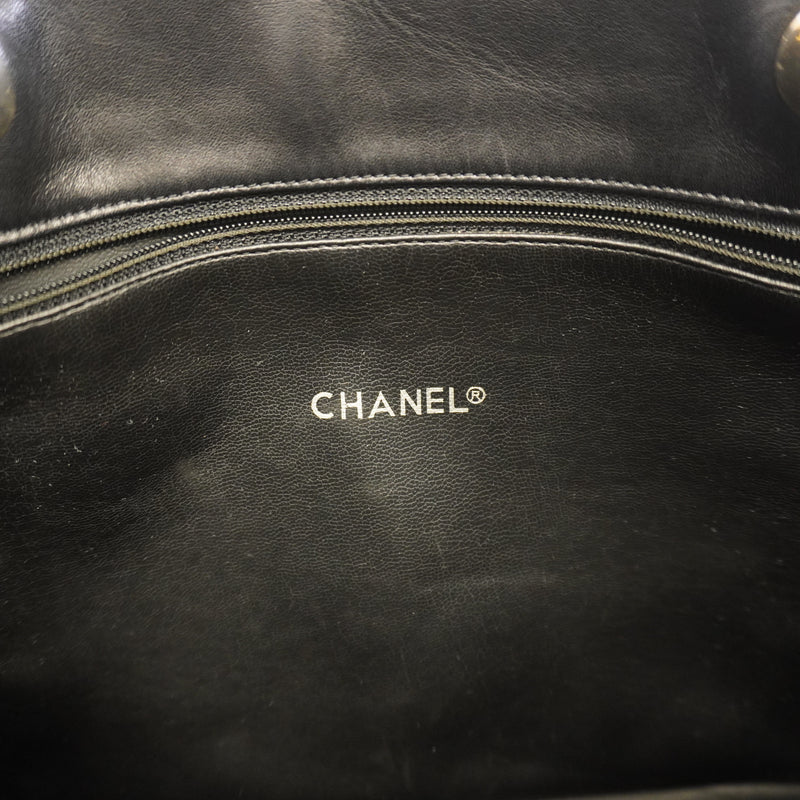 Auth Chanel Shoulder Bag Chain Shoulder Lambskin Black Gold Metal