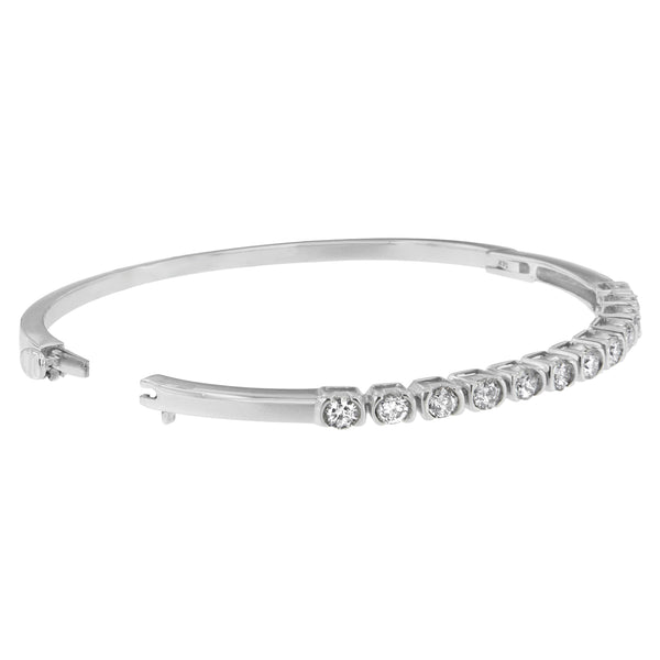 14K White Gold 1 7/8ct. TDW Round Cut Diamond Bonds of Love Bangle (H-I SI1-SI2)