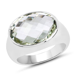 7.90 Carat Genuine Green Amethyst .925 Sterling Silver Ring