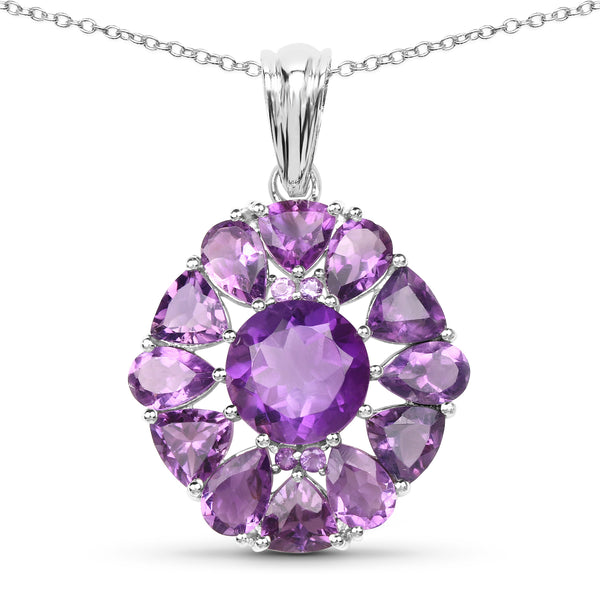 7.09 Carat Genuine Amethyst .925 Sterling Silver Pendant