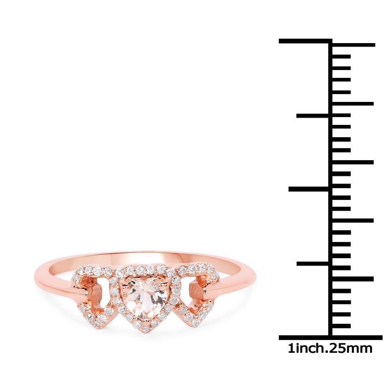 0.37 Carat Genuine Morganite and White Diamond 14K Rose Gold Ring