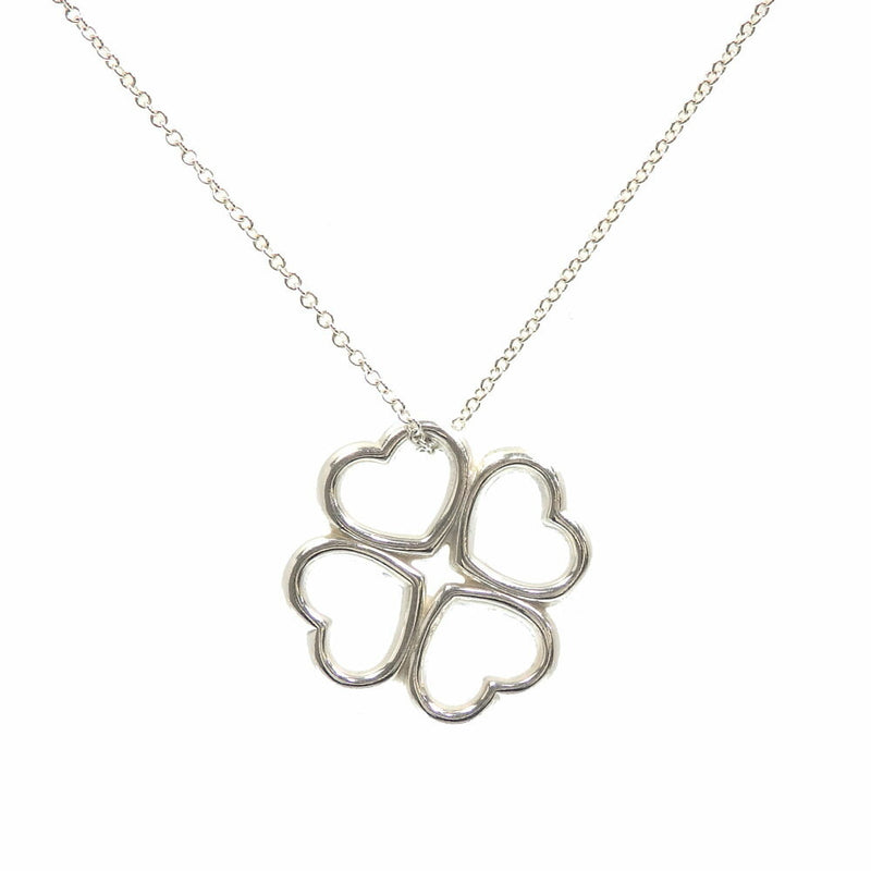 Tiffany Heart Clover Necklace Womens SV925 4.7g Silver Pendant