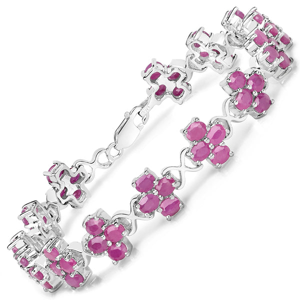 13.44 Carat Genuine Ruby .925 Sterling Silver Bracelet