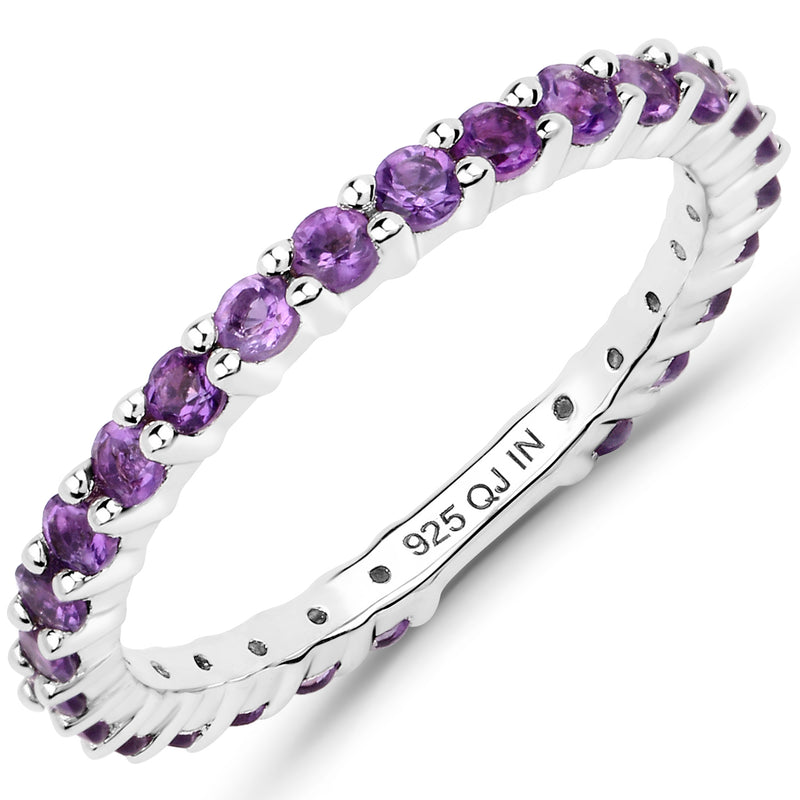 0.78 Carat Genuine Amethyst .925 Sterling Silver Ring