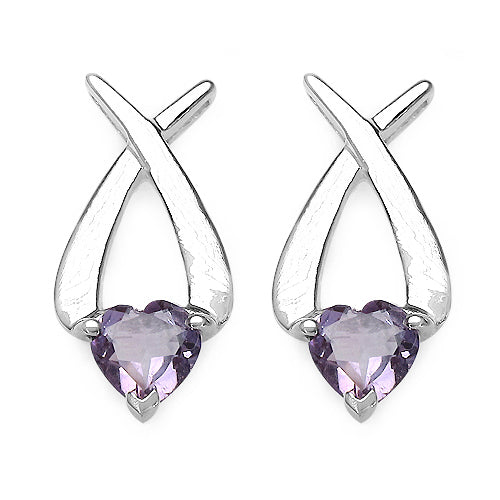 1.40 Carat Genuine Amethyst .925 Sterling Silver Earrings