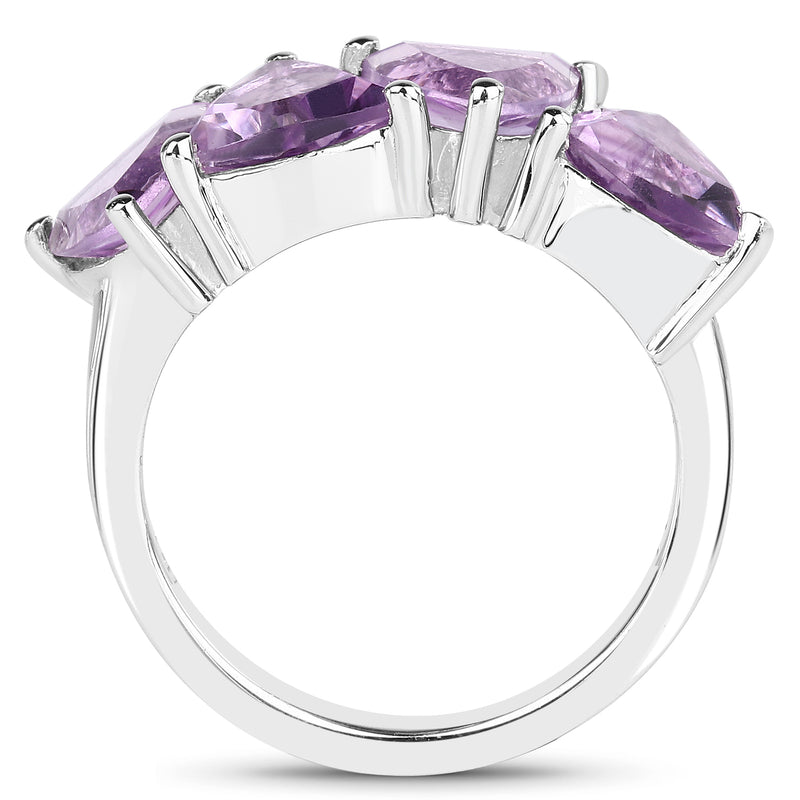 3.60 Carat Genuine  Amethyst .925 Sterling Silver Ring