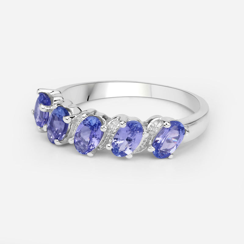 1.04 Carat Genuine Tanzanite .925 Sterling Silver Ring