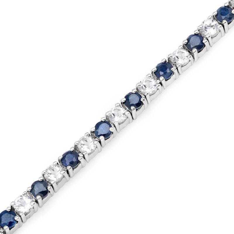 6.87 ct. t.w. Blue Sapphire and White Topaz Bracelet in Sterling Silver