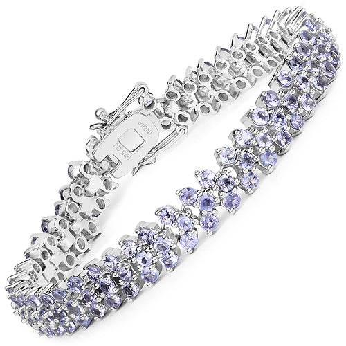 9.66 Carat Genuine Tanzanite .925 Sterling Silver Bracelet