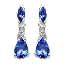 1.06 Carat Tanzanite & White Diamond 14K White Gold Earrings