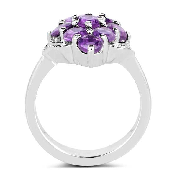 2.16 Carat Genuine Amethyst .925 Sterling Silver Ring