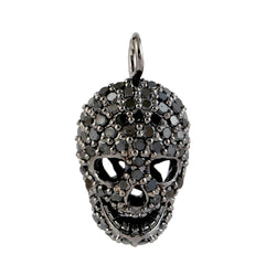 1.03Ct Pave Diamond 925 Sterling Silver Skull Pendant Jewelry