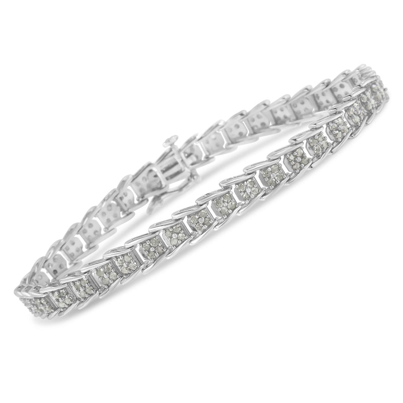 10k White Gold 2 cttw Diamond Fan-Shaped Link Tennis Bracelet (I-J Clarity, I3 Color) - Size 7.25"