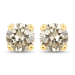 0.95 Carat Genuine TTLB Diamond 14K Yellow Gold Earrings