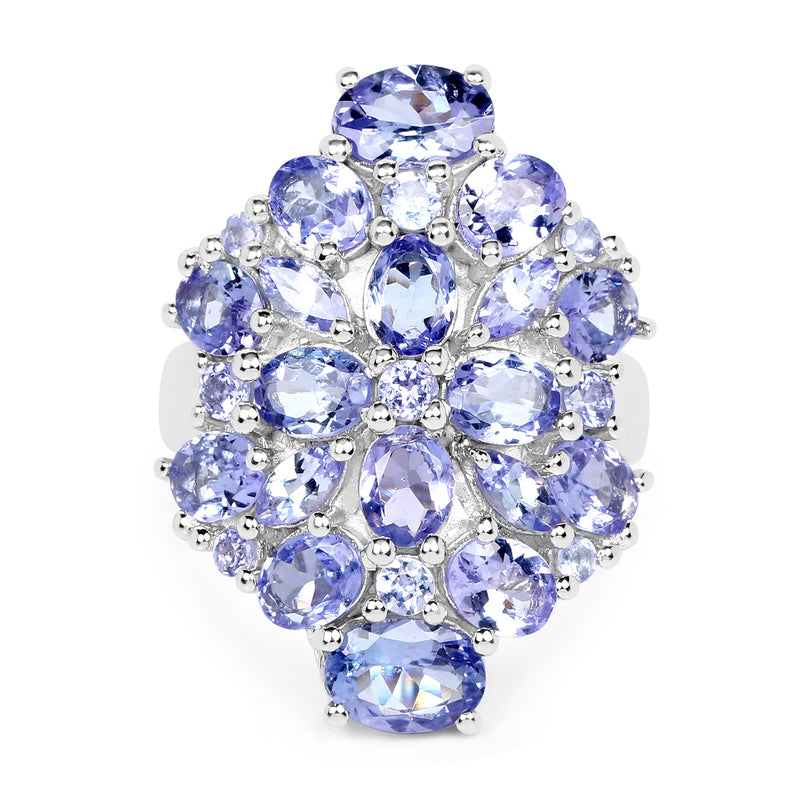 6.48 Carat Genuine Tanzanite .925 Sterling Silver Ring