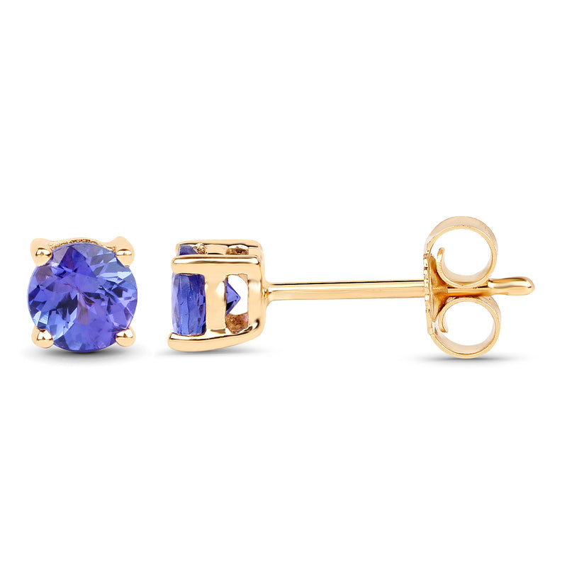 0.57 Carat Genuine Tanzanite 14K Yellow Gold Earrings