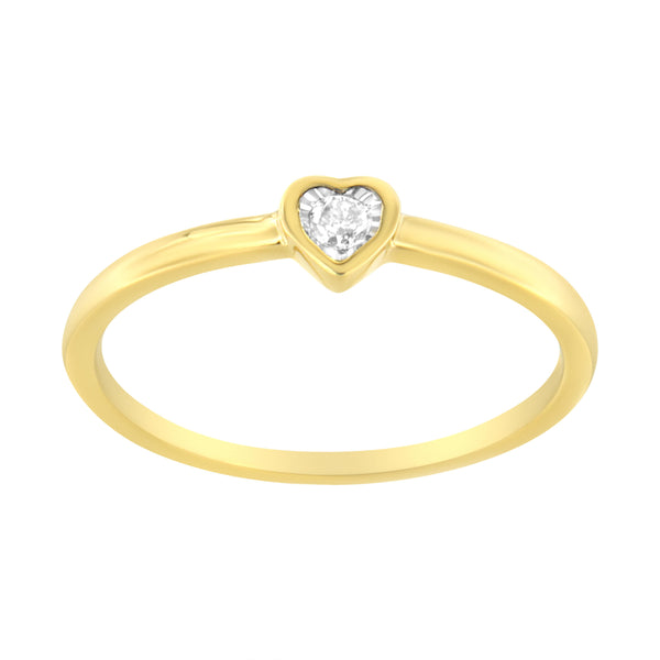 14K Yellow Gold Plated .925 Sterling Silver Miracle Set Diamond Accent Heart Shaped Promise Ring (J-K Color, I1-I2 Clarity) - Size 6