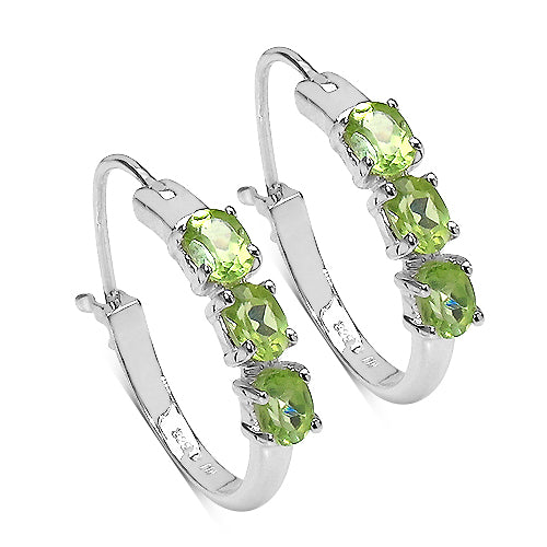 1.02 Carat Genuine Peridot .925 Sterling Silver Earrings