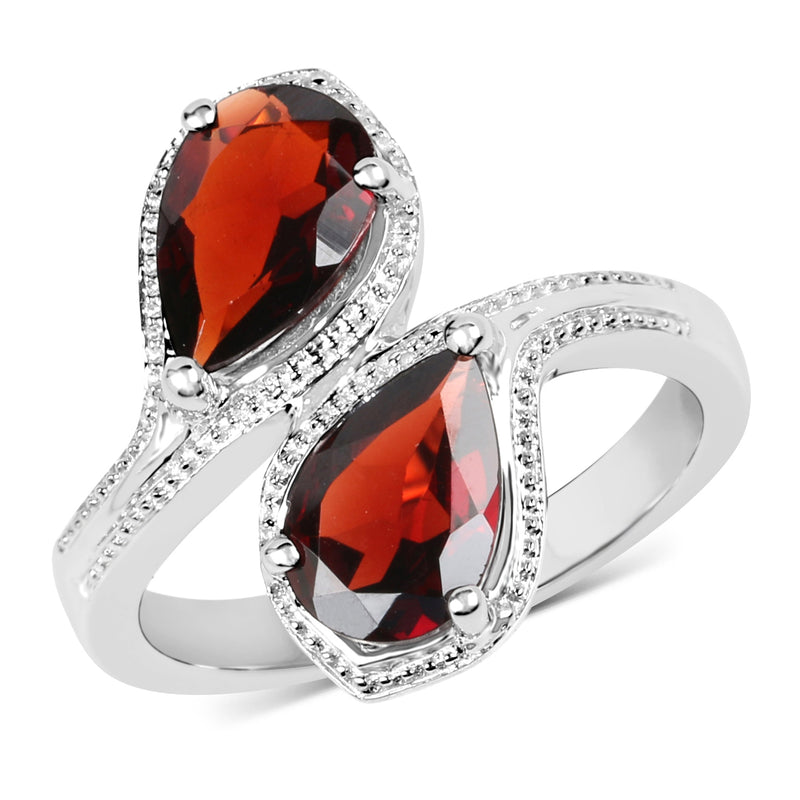 2.60 Carat Genuine  Garnet .925 Sterling Silver Ring