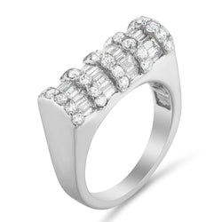 14K White Gold 1 7/8ct TDW Round and Baguette-cut Diamond Ring (G-H, SI2-I1)