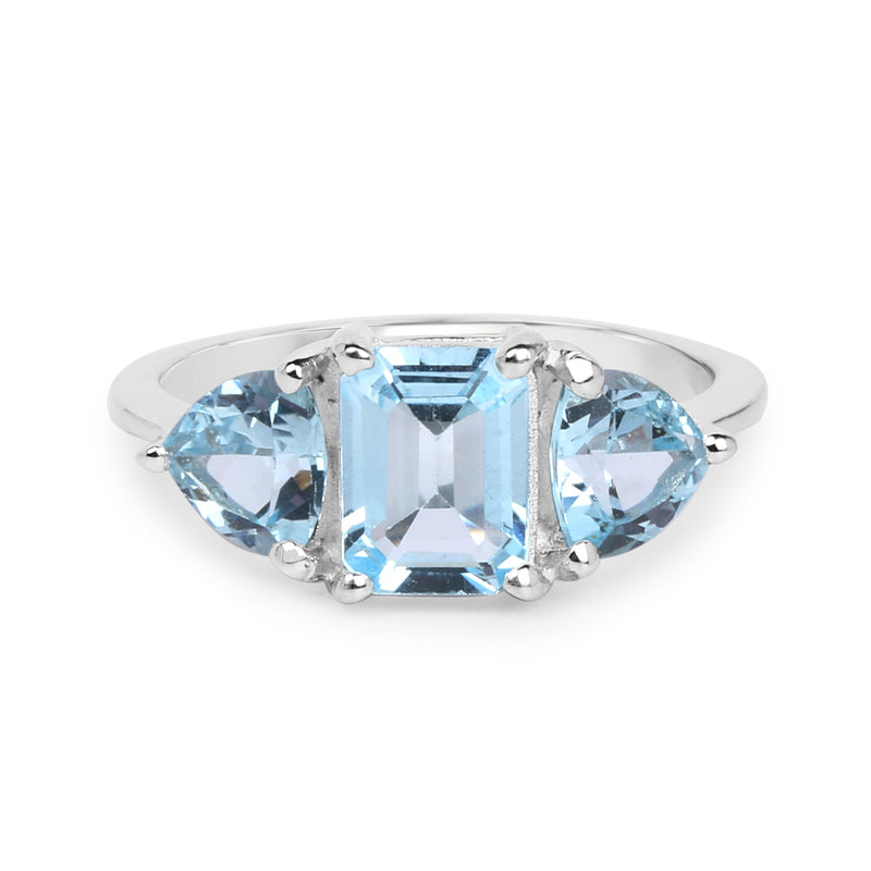 3.45 Carat Genuine Blue Topaz .925 Sterling Silver Ring