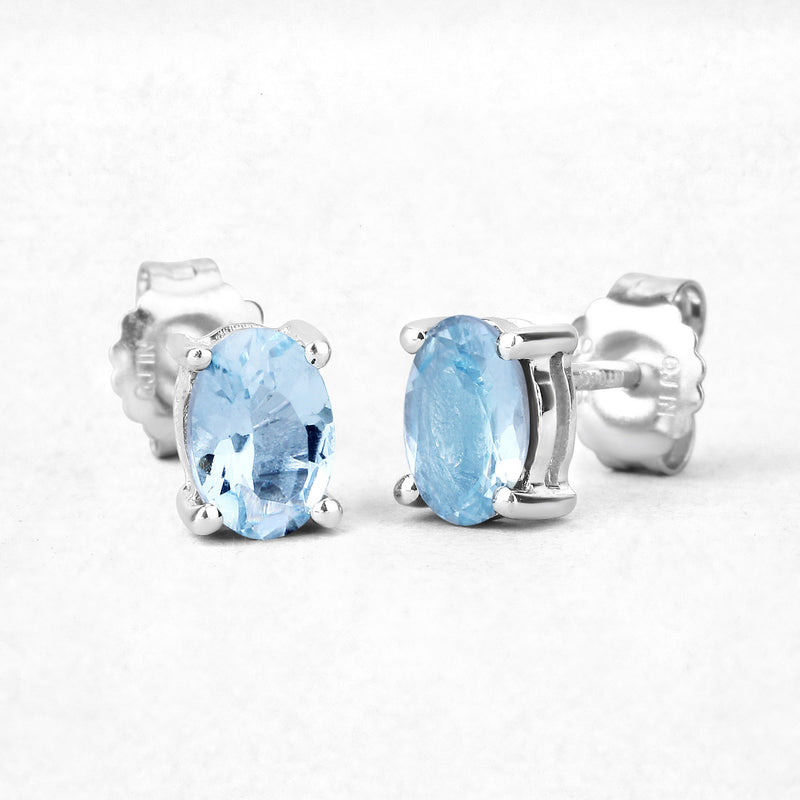 0.72 Carat Genuine Aquamarine .925 Sterling Silver Earrings