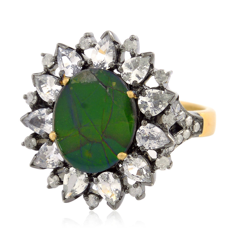 4.49 ct Gemstone Gold Diamond 925 Sterling Silver Cocktail Ring Wedding Jewelry