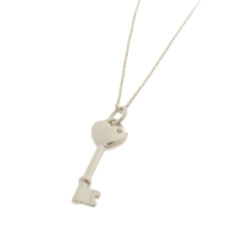 Tiffany Heart Key Diamond Necklace Silver Ladies