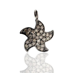 Pave Diamond Star Charm Finding 925 Sterling Silver Women Jewelry