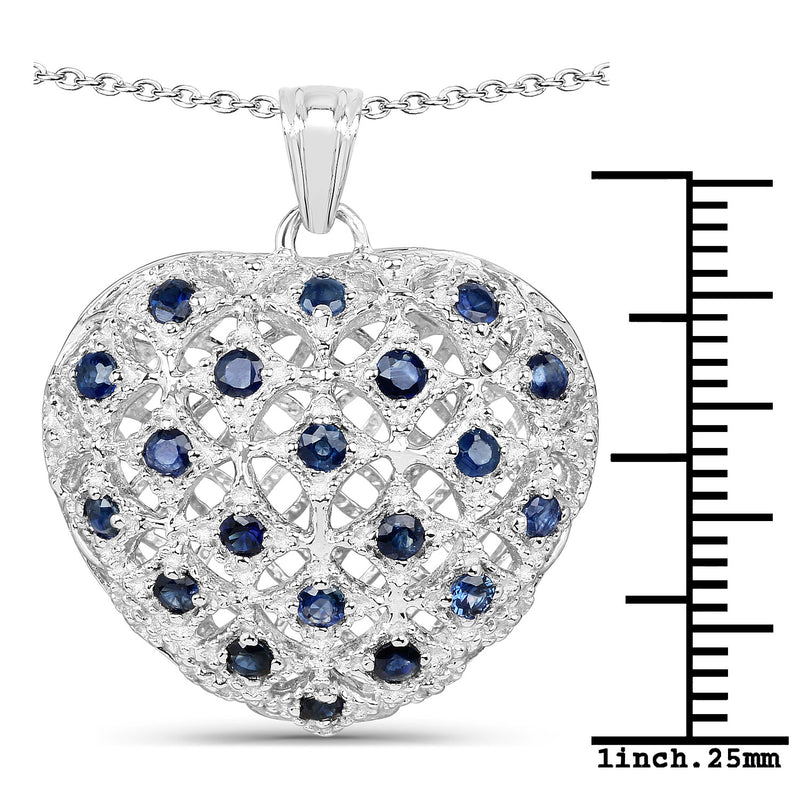 0.80 Carat Genuine Blue Sapphire .925 Sterling Silver Pendant