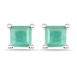 0.80 Carat Genuine Emerald .925 Sterling Silver Earrings