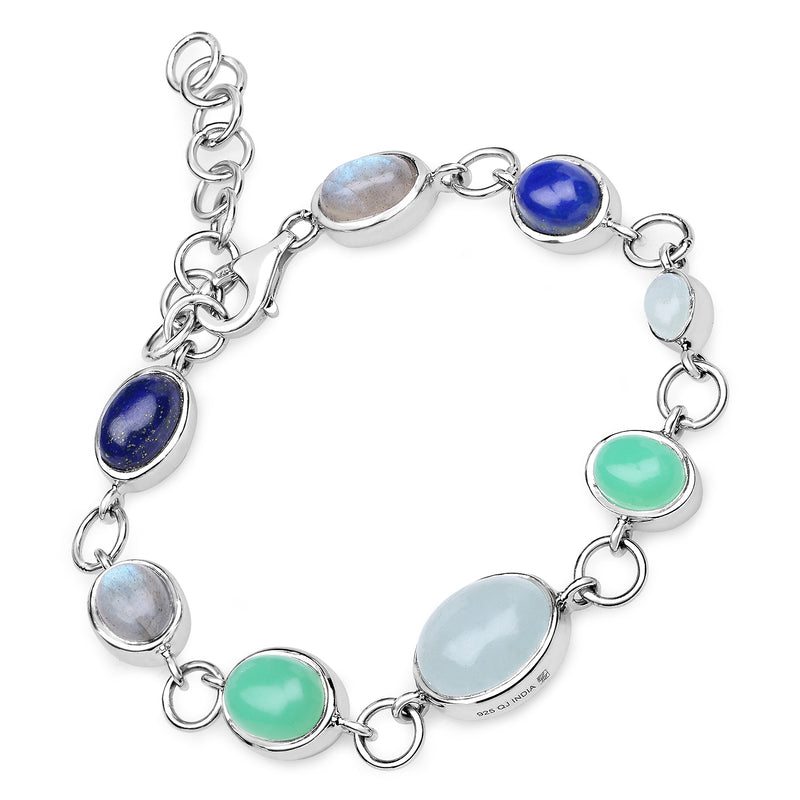 15.67 Carat Genuine Multi Stone .925 Sterling Silver Bracelet