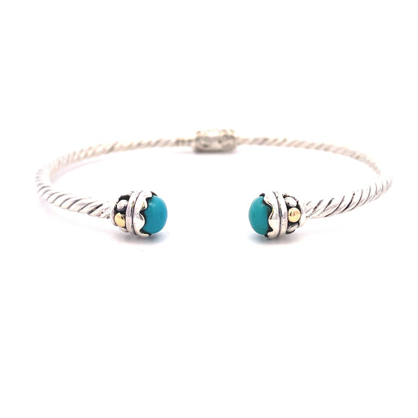 Genuine Turquoise Bangle Bracelet Sterling Silver