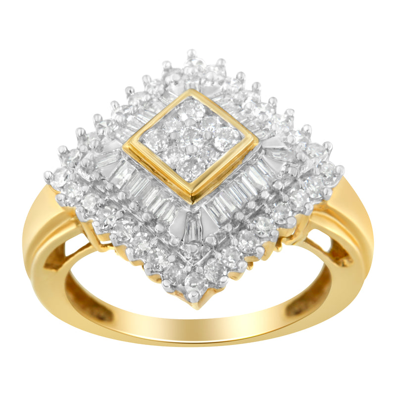 10K Yellow Gold Diamond Ballerina Ring (1 Cttw, I-J Color, I1-I2 Clarity) - Size 7