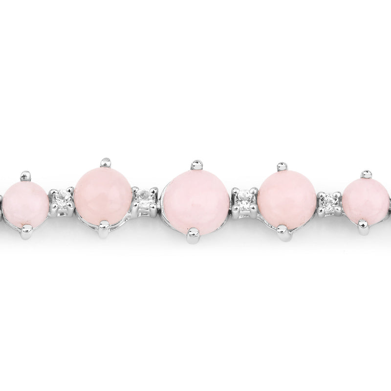 5.50 Carat Genuine Pink Opal and White Topaz .925 Sterling Silver Bracelet