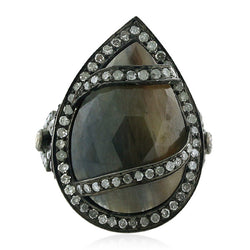 11.15ct Sapphire 18k Gold 925 Sterling Silver Diamond Long Ring Women Jewelry