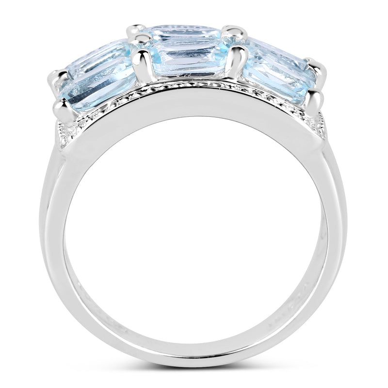 3.60 Carat Genuine Blue Topaz .925 Sterling Silver Ring