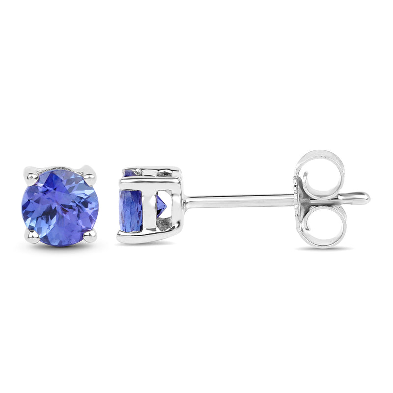 0.57 Carat Genuine Tanzanite 14K White Gold Earrings