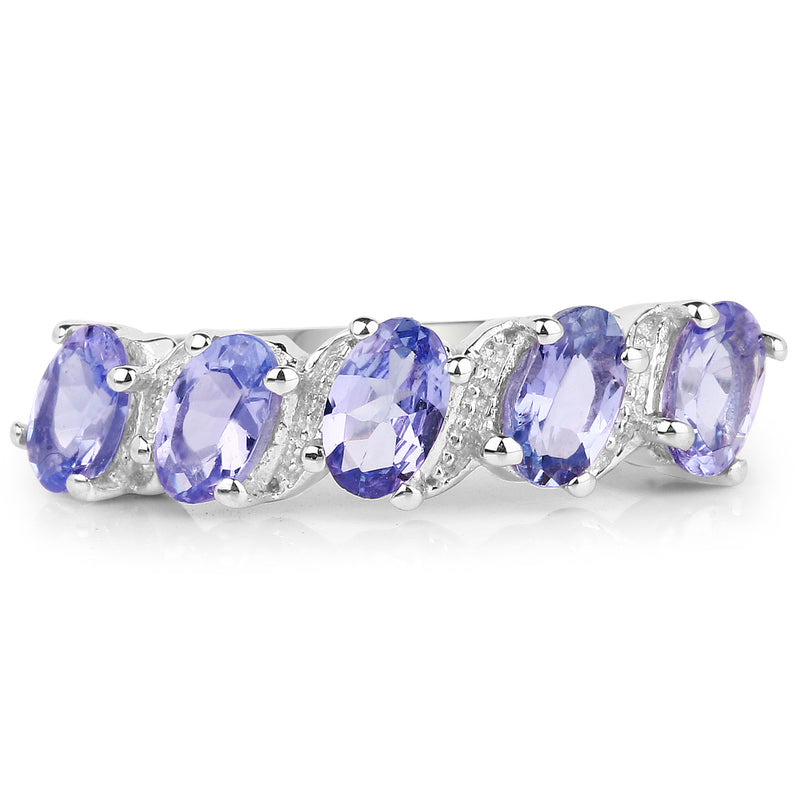 1.04 Carat Genuine Tanzanite .925 Sterling Silver Ring