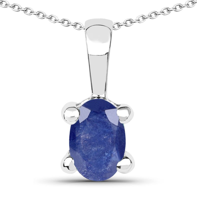 1.46 Carat Genuine Emerald, Glass Filled Ruby & Glass Filled Sapphire .925 Sterling Silver Pendant