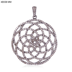 2.93ct Pave Diamond Pendant .925 Sterling Silver Designer Jewelry