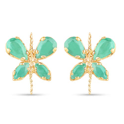 1.20 Carat Genuine Emerald 14K Yellow Gold Earrings